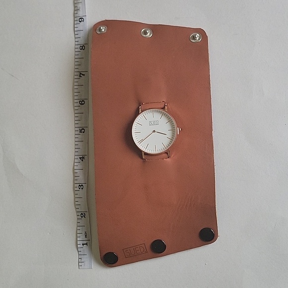 Handcrafted Statement Cuff Watch, 100% Leather +beaded basket for storage. - Picture 10 of 17